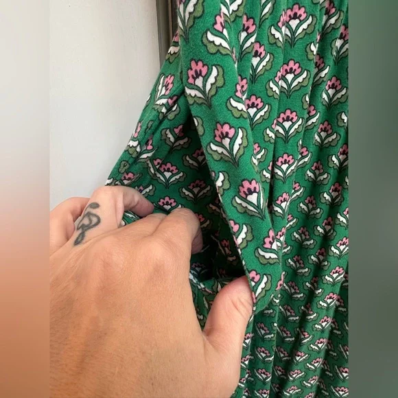 Boden Women's Chic Preppy Green Jersey Midi Stretch Dress Highland Geo Size 14 - Picture 7 of 14